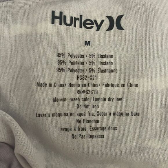 Hurley Oversized Tie Waist Long Sleeve Tie Dye T-Shirt M Lavender, White - Picture 7 of 7